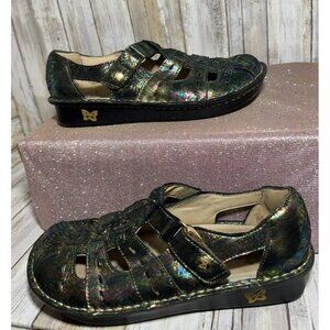 Alegria Pesca Throne Leather Rainbow Snake Print Pattern Size 39